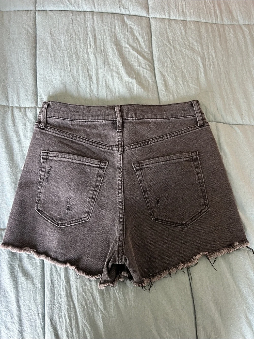 Jessica Simpson Washed Black Distressed Frayed Hem Denim Shorts